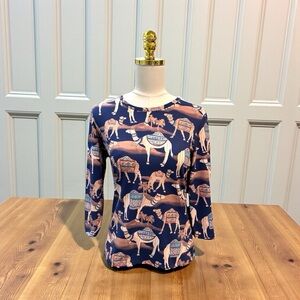 J. McLaughlin Women’s Neo Bakara Camel Print Catalina Cloth 3/4 Sleeve Sz M